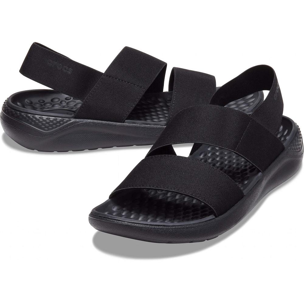 Black Women's Crocs LiteRide™ Stretch Sandals | NZ 0497EBCX